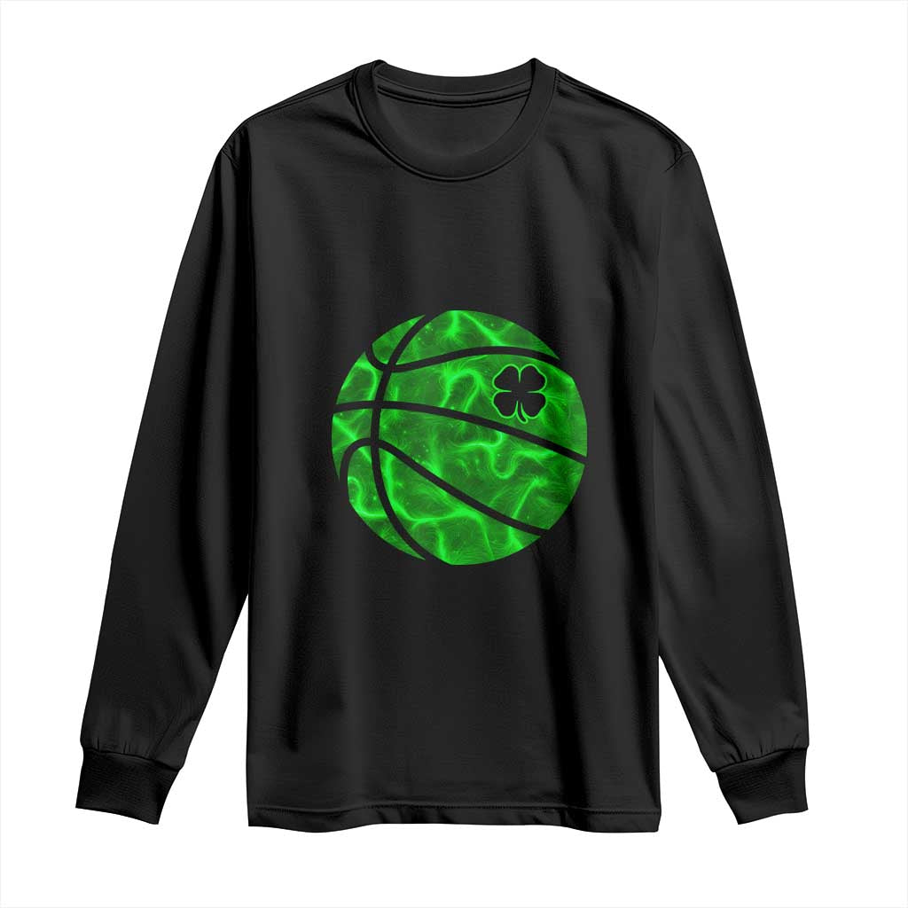 Lucky Shamrock Basketball Long Sleeve Shirt Clover Irish St Patrick's Day Sport Lover