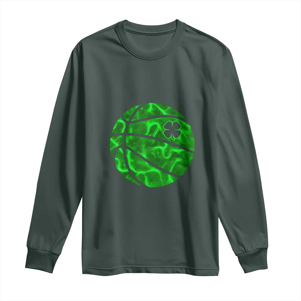 Lucky Shamrock Basketball Long Sleeve Shirt Clover Irish St Patrick's Day Sport Lover