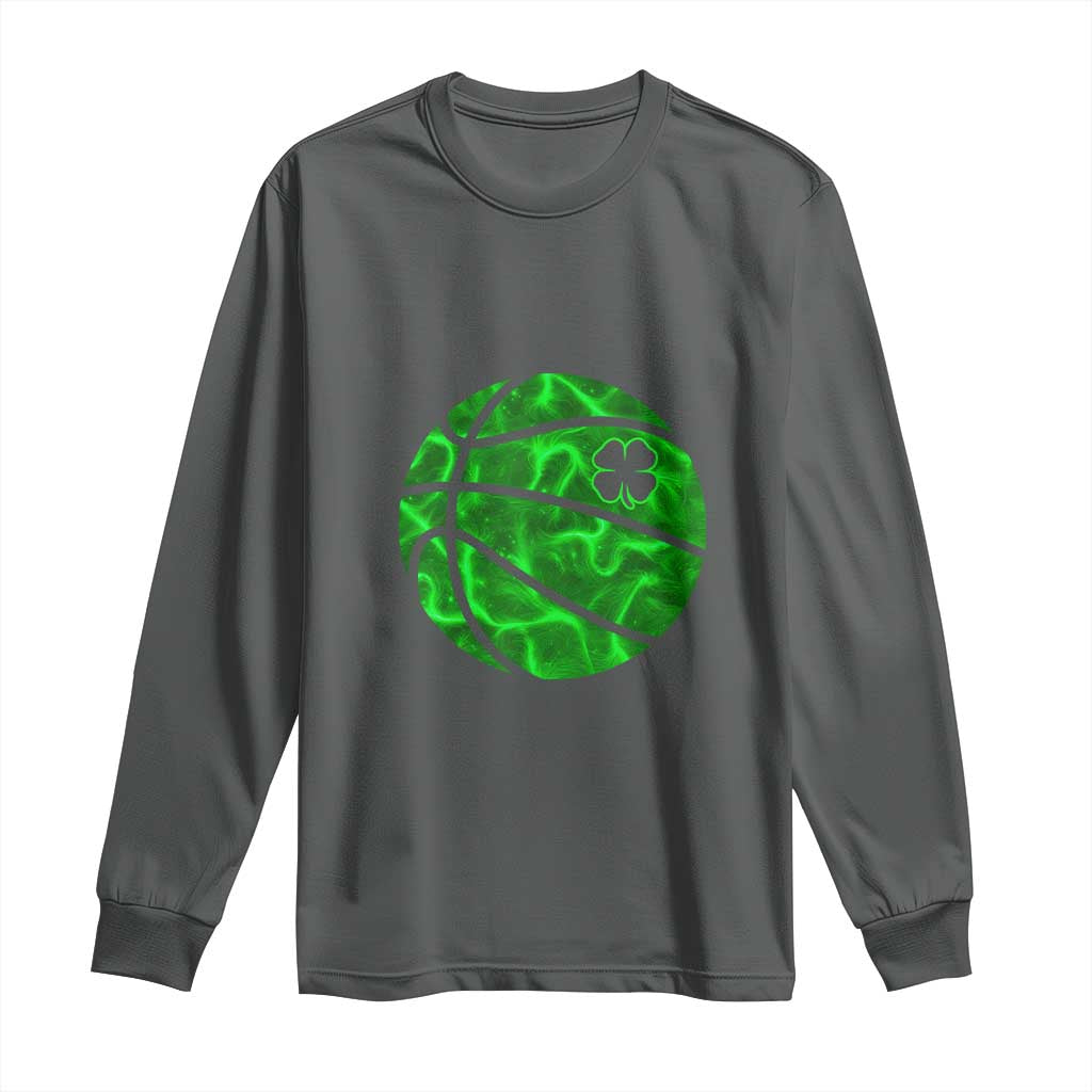 Lucky Shamrock Basketball Long Sleeve Shirt Clover Irish St Patrick's Day Sport Lover