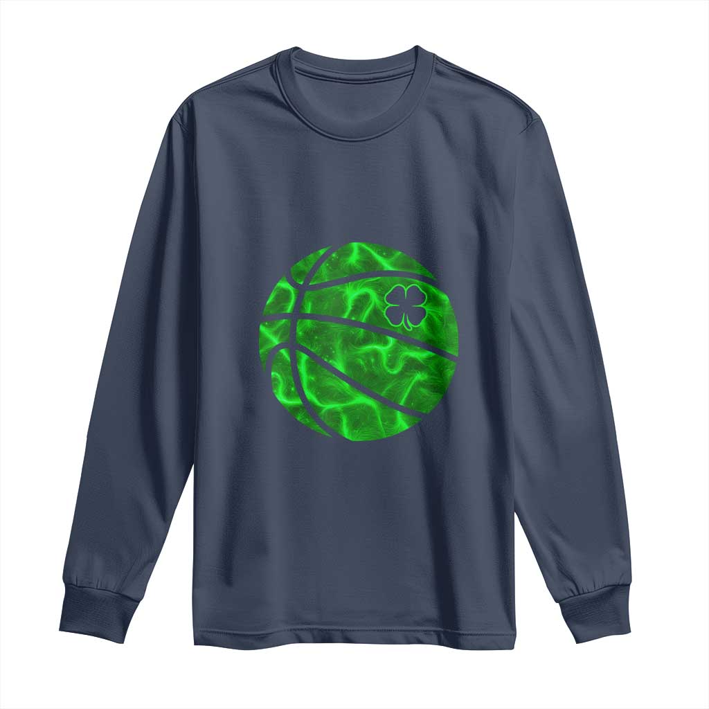 Lucky Shamrock Basketball Long Sleeve Shirt Clover Irish St Patrick's Day Sport Lover