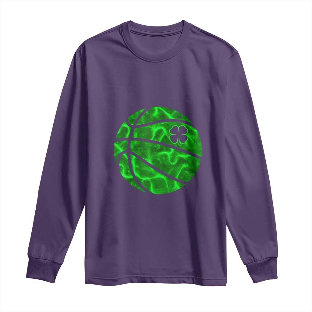 Lucky Shamrock Basketball Long Sleeve Shirt Clover Irish St Patrick's Day Sport Lover