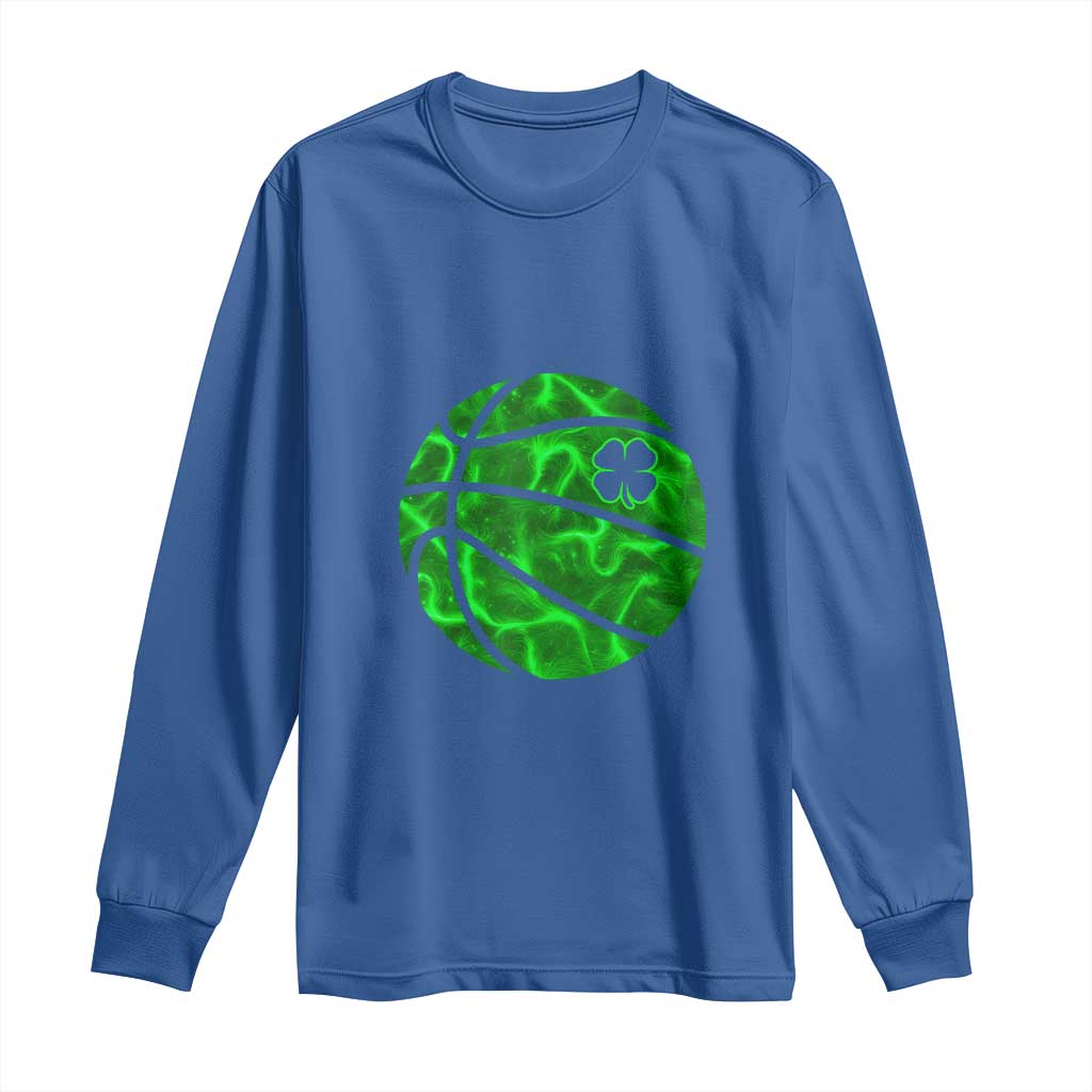 Lucky Shamrock Basketball Long Sleeve Shirt Clover Irish St Patrick's Day Sport Lover
