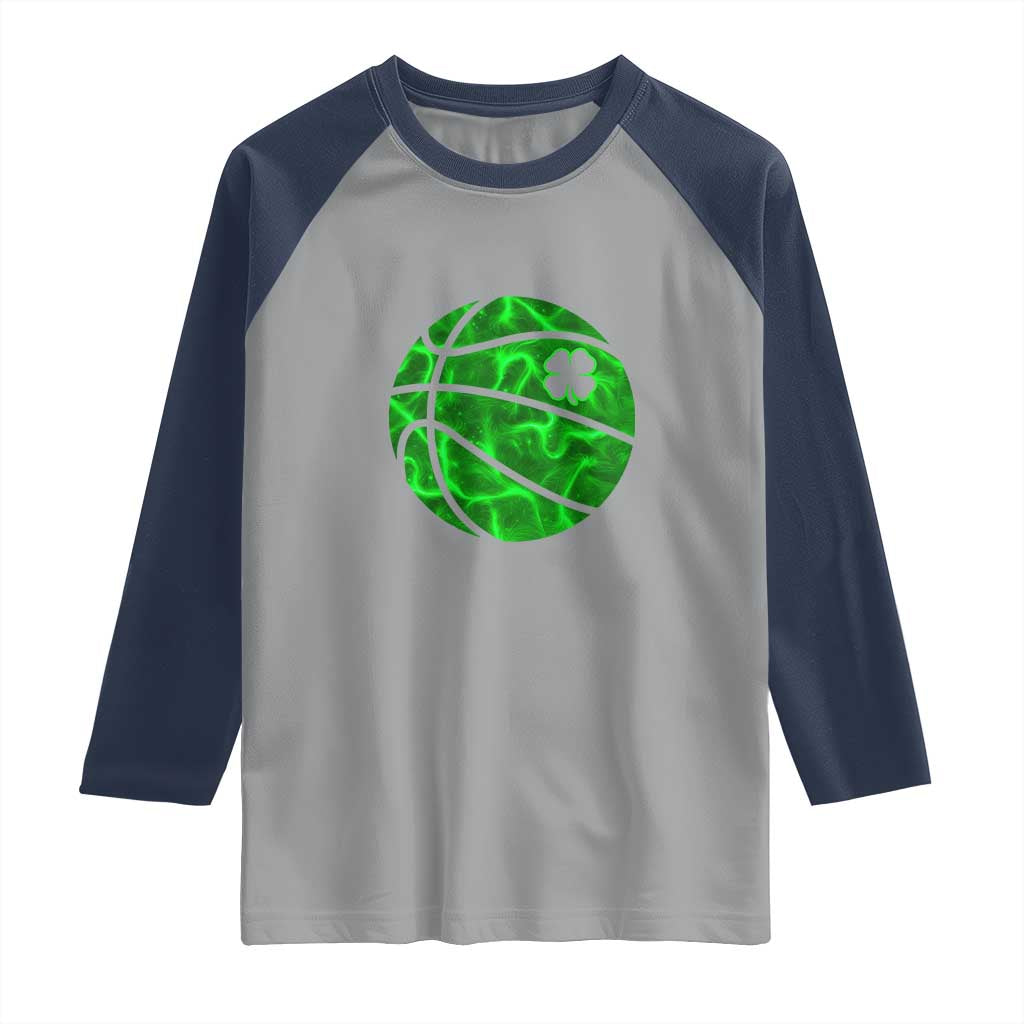 Lucky Shamrock Basketball Raglan Shirt Clover Irish St Patrick's Day Sport Lover
