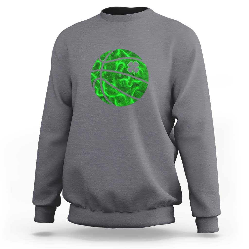 Lucky Shamrock Basketball Sweatshirt Clover Irish St Patrick's Day Sport Lover