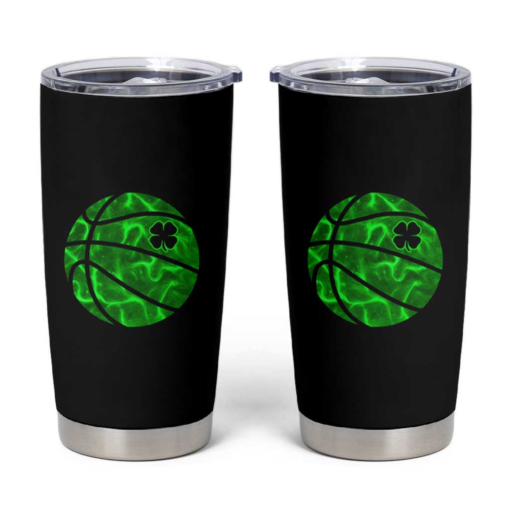 Lucky Shamrock Basketball Tumbler Cup Clover Irish St Patrick's Day Sport Lover