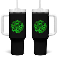 Lucky Shamrock Basketball Tumbler With Handle Clover Irish St Patrick's Day Sport Lover