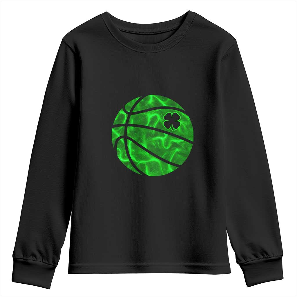 Lucky Shamrock Basketball Youth Sweatshirt Clover Irish St Patrick's Day Sport Lover