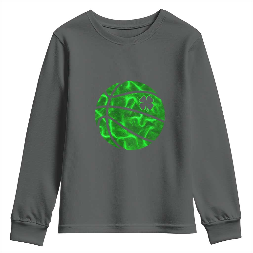 Lucky Shamrock Basketball Youth Sweatshirt Clover Irish St Patrick's Day Sport Lover