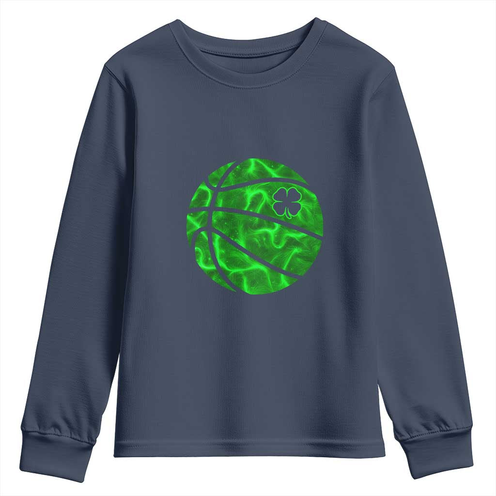 Lucky Shamrock Basketball Youth Sweatshirt Clover Irish St Patrick's Day Sport Lover