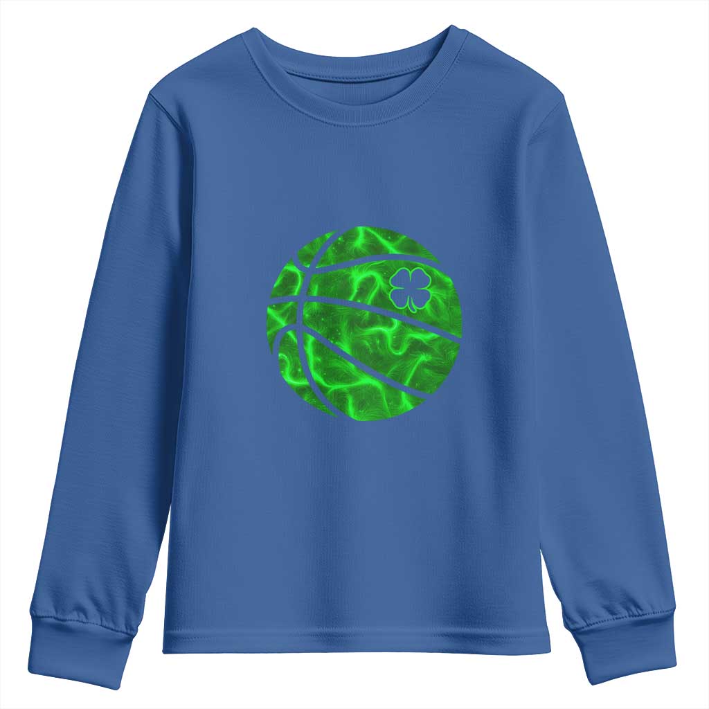 Lucky Shamrock Basketball Youth Sweatshirt Clover Irish St Patrick's Day Sport Lover