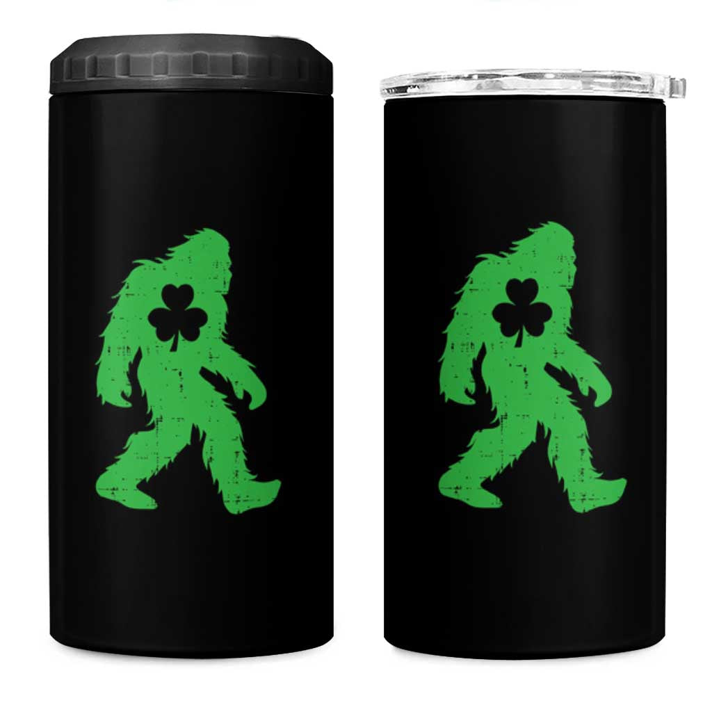 St Patricks Day Bigfoot 4 in 1 Can Cooler Tumbler Sasquatch Lucky Shamrock
