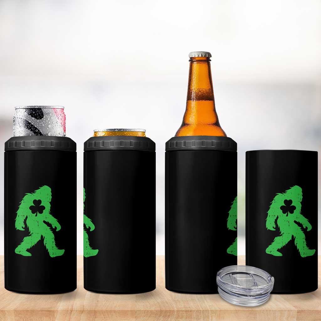St Patricks Day Bigfoot 4 in 1 Can Cooler Tumbler Sasquatch Lucky Shamrock