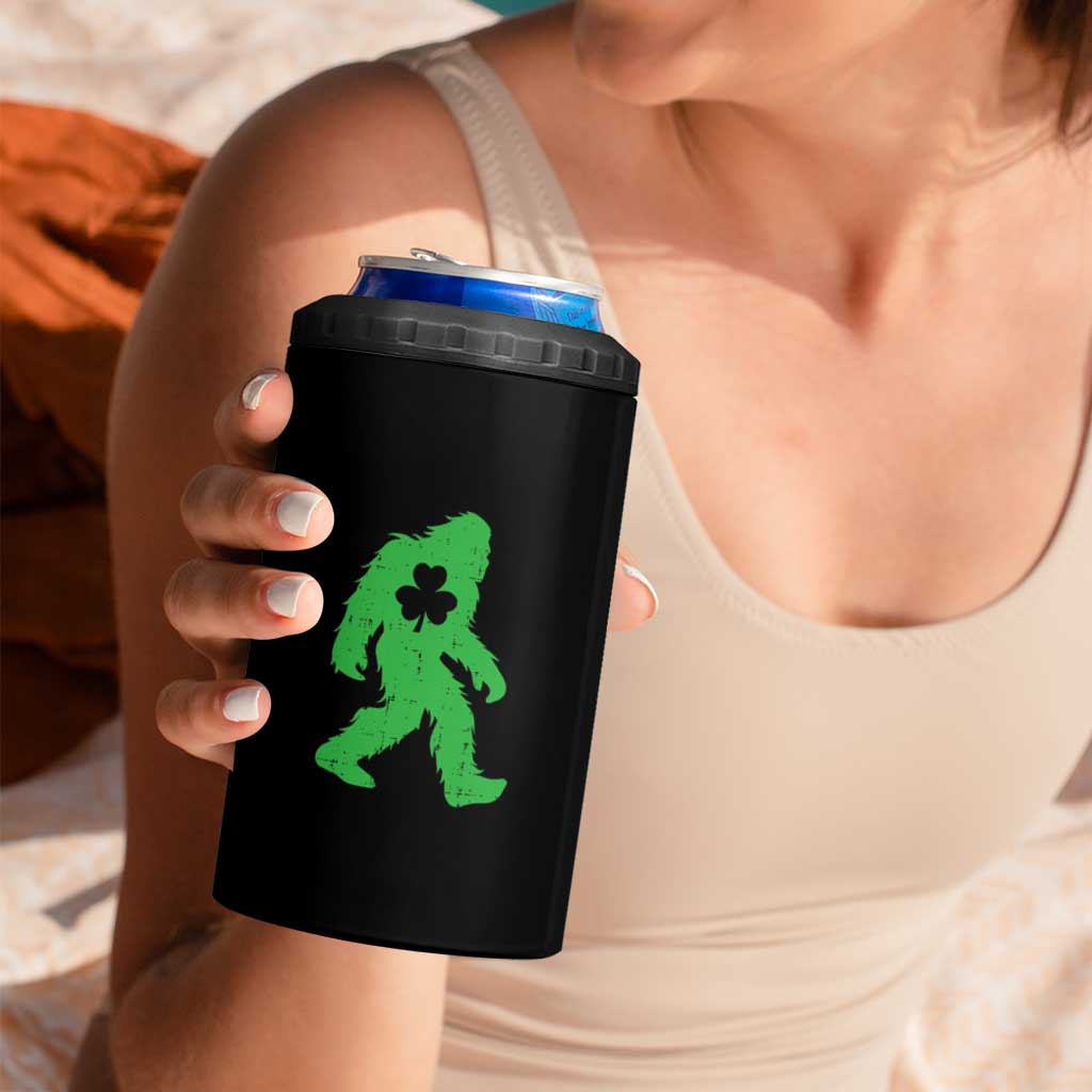 St Patricks Day Bigfoot 4 in 1 Can Cooler Tumbler Sasquatch Lucky Shamrock