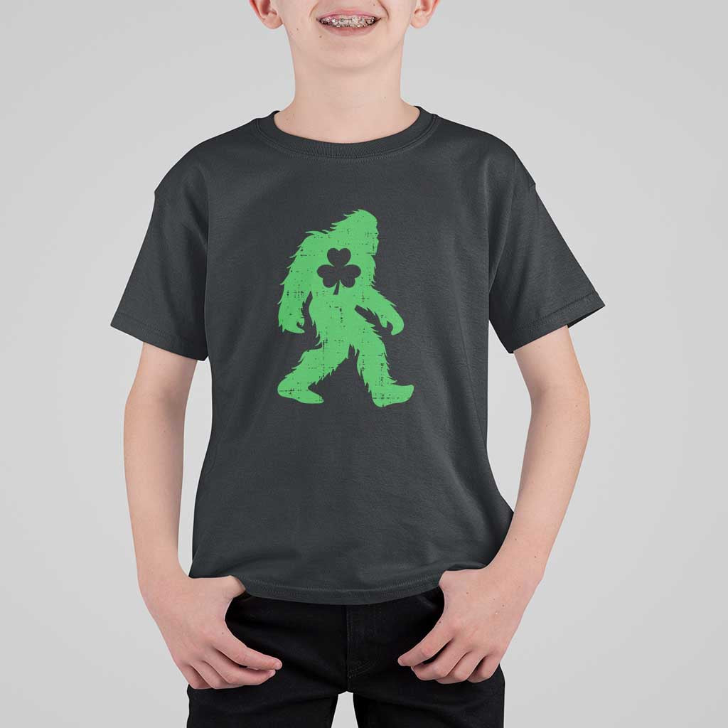 St Patricks Day Bigfoot T Shirt For Kid Sasquatch Lucky Shamrock