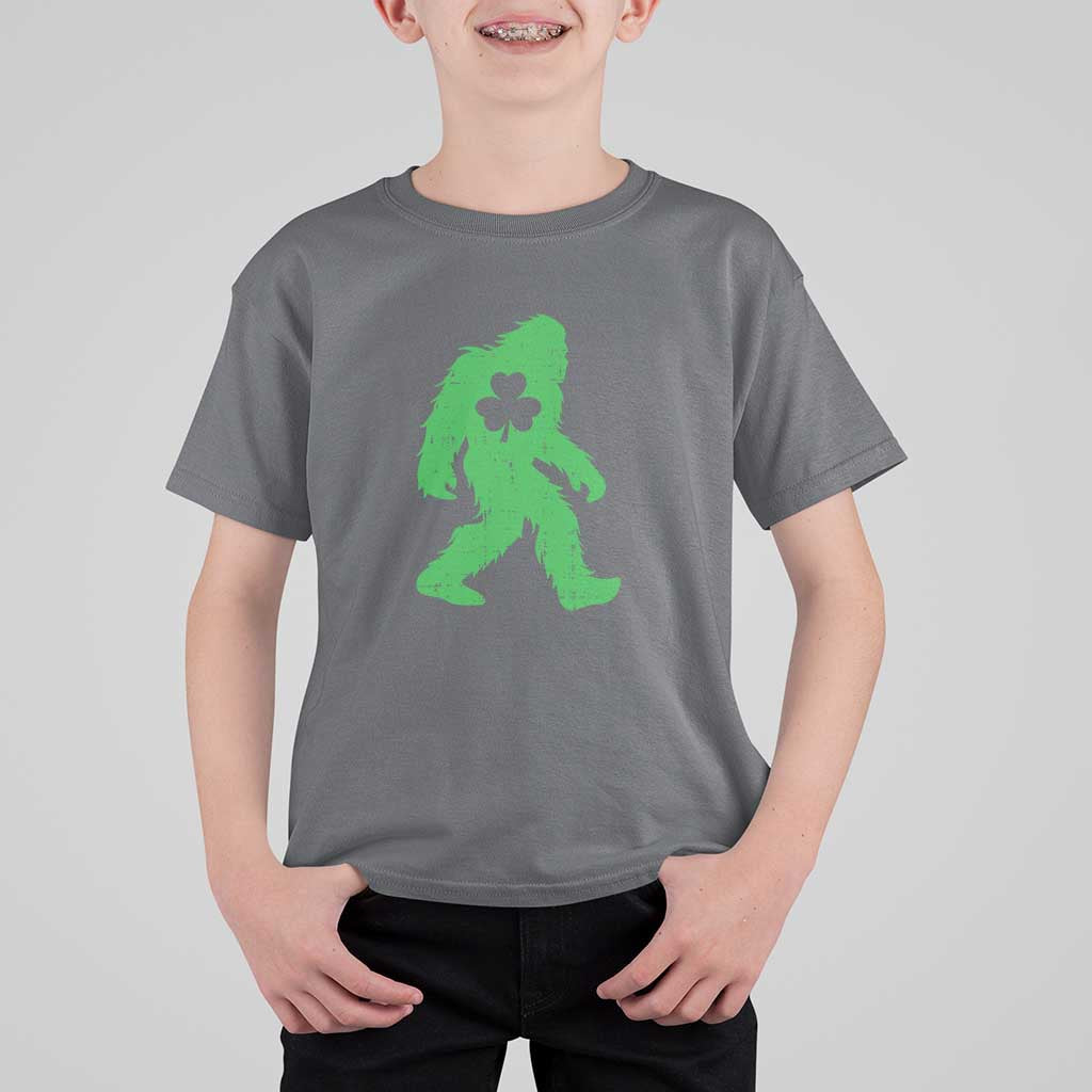 St Patricks Day Bigfoot T Shirt For Kid Sasquatch Lucky Shamrock
