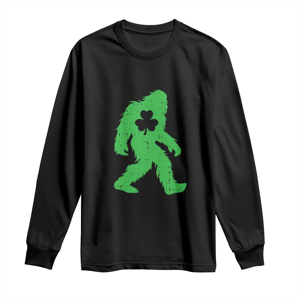 St Patricks Day Bigfoot Long Sleeve Shirt Sasquatch Lucky Shamrock