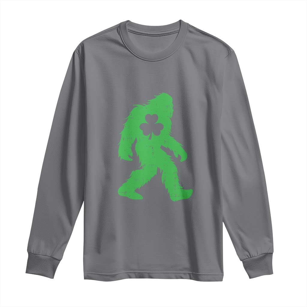 St Patricks Day Bigfoot Long Sleeve Shirt Sasquatch Lucky Shamrock