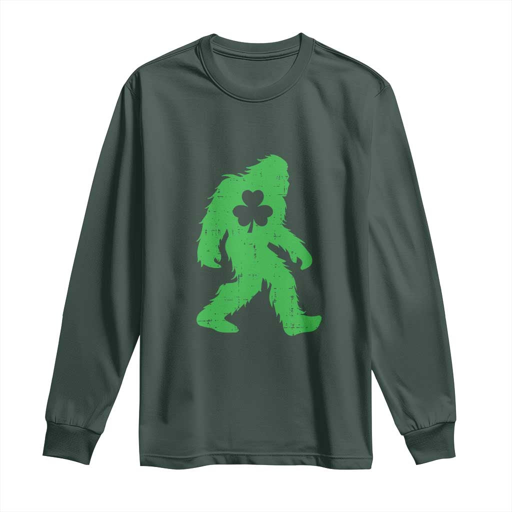 St Patricks Day Bigfoot Long Sleeve Shirt Sasquatch Lucky Shamrock