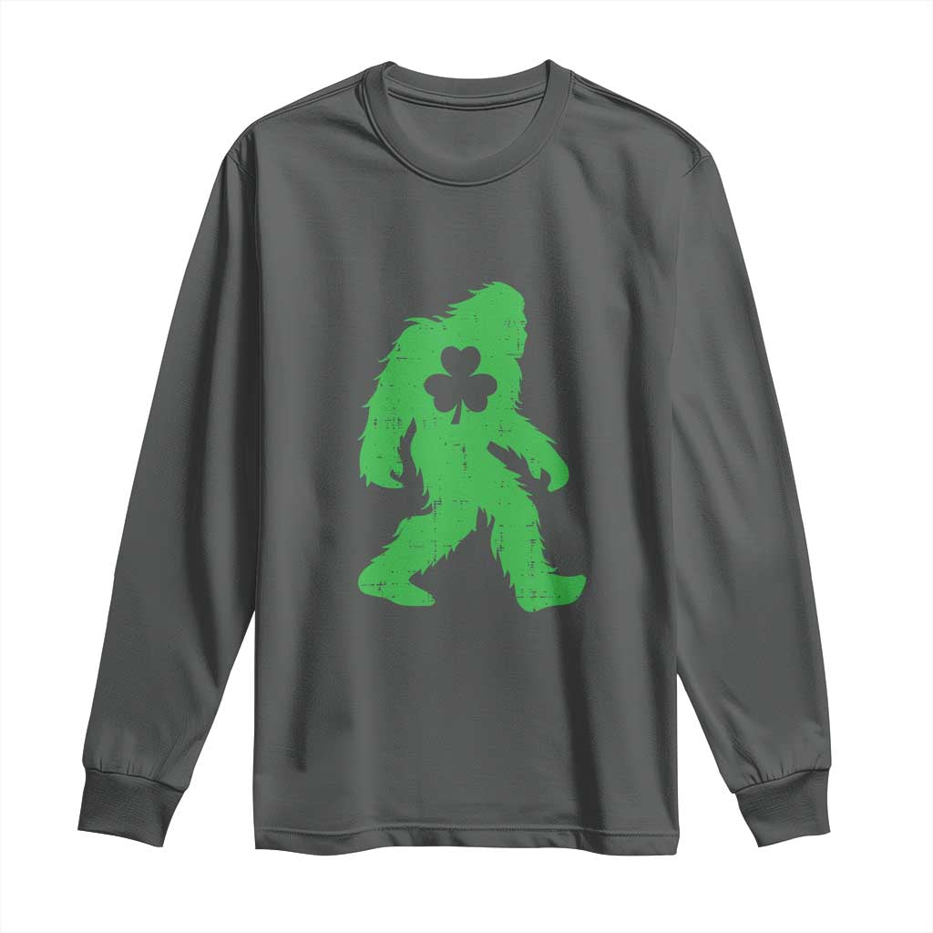 St Patricks Day Bigfoot Long Sleeve Shirt Sasquatch Lucky Shamrock