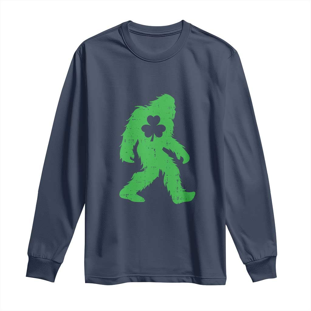 St Patricks Day Bigfoot Long Sleeve Shirt Sasquatch Lucky Shamrock