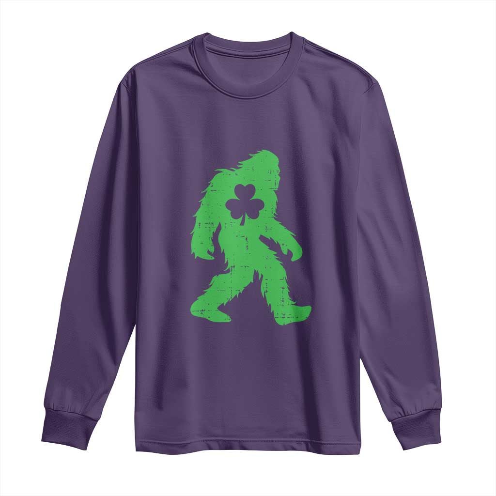 St Patricks Day Bigfoot Long Sleeve Shirt Sasquatch Lucky Shamrock
