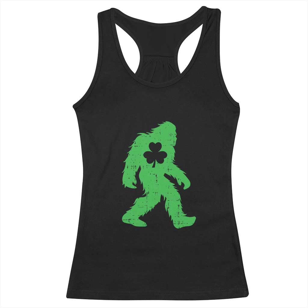 St Patricks Day Bigfoot Racerback Tank Top Sasquatch Lucky Shamrock