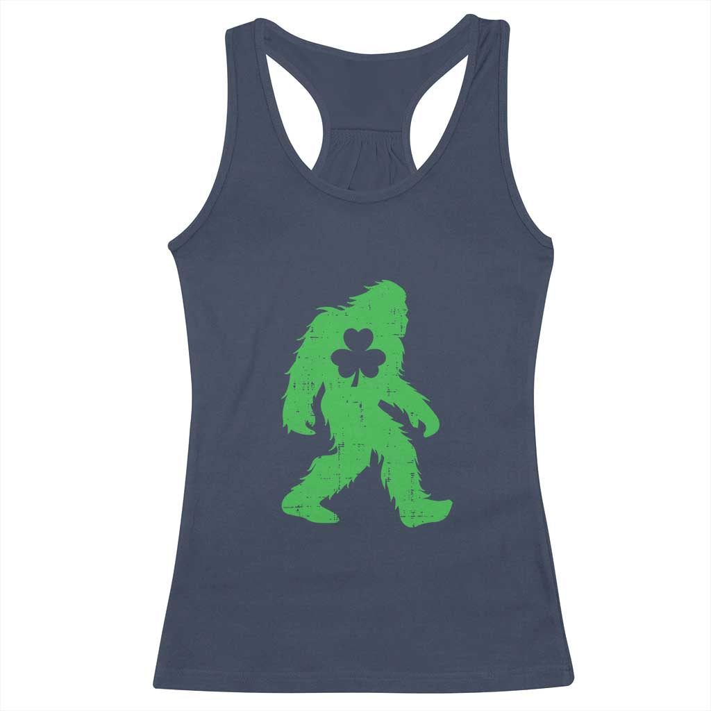 St Patricks Day Bigfoot Racerback Tank Top Sasquatch Lucky Shamrock