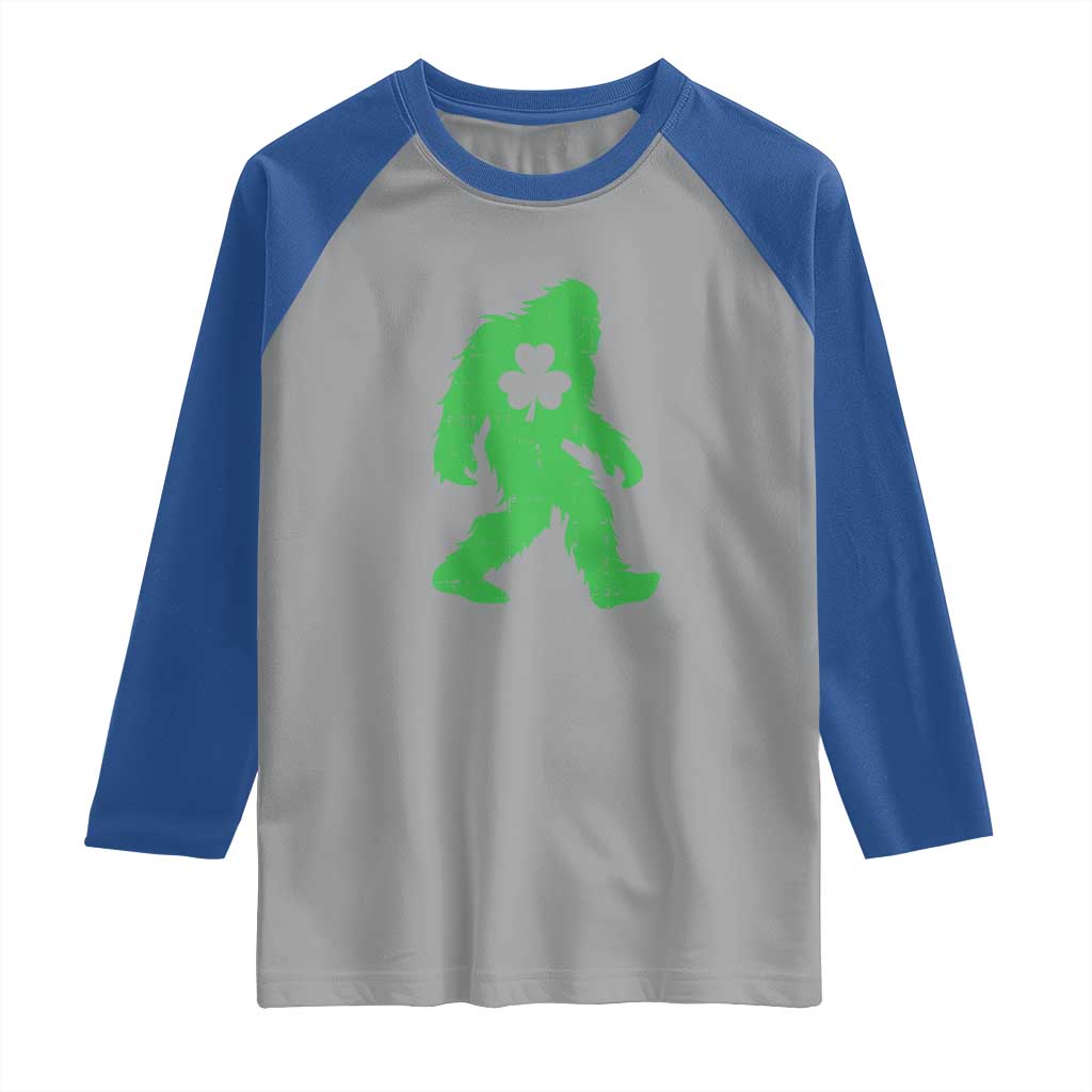 St Patricks Day Bigfoot Raglan Shirt Sasquatch Lucky Shamrock