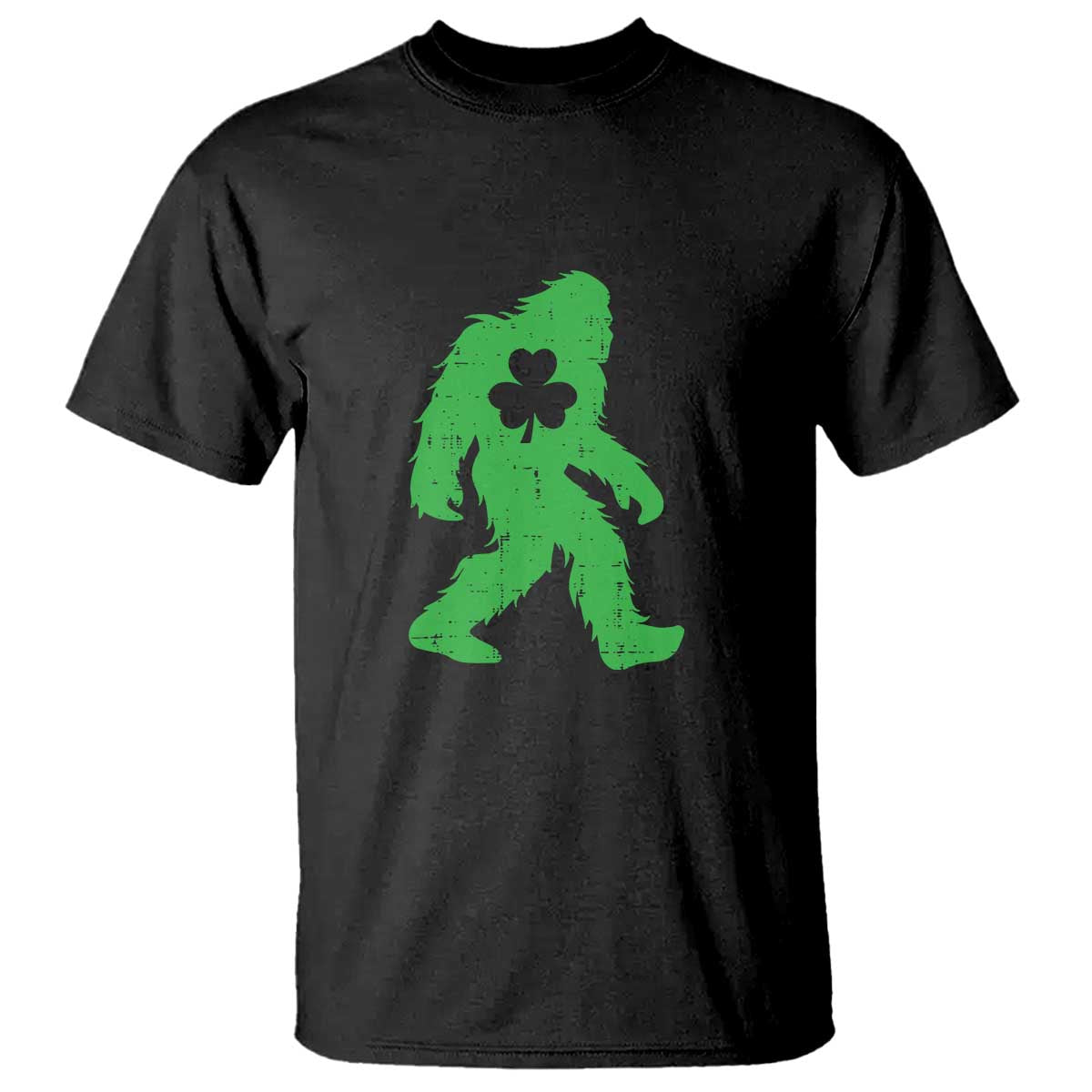St Patricks Day Bigfoot T Shirt Sasquatch Lucky Shamrock