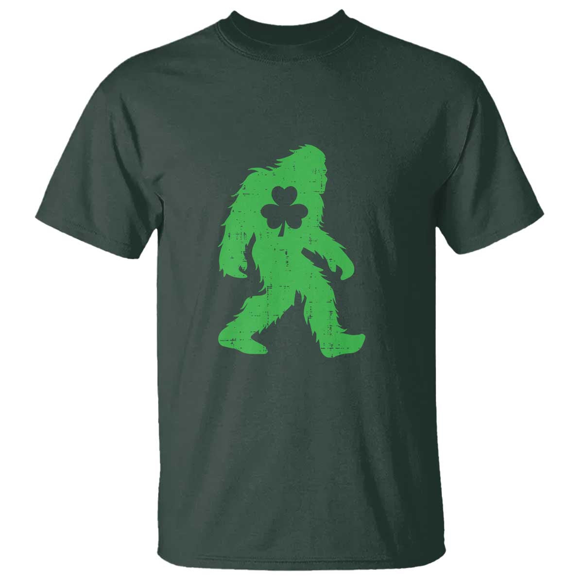 St Patricks Day Bigfoot T Shirt Sasquatch Lucky Shamrock