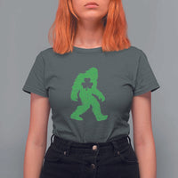 St Patricks Day Bigfoot T Shirt For Women Sasquatch Lucky Shamrock