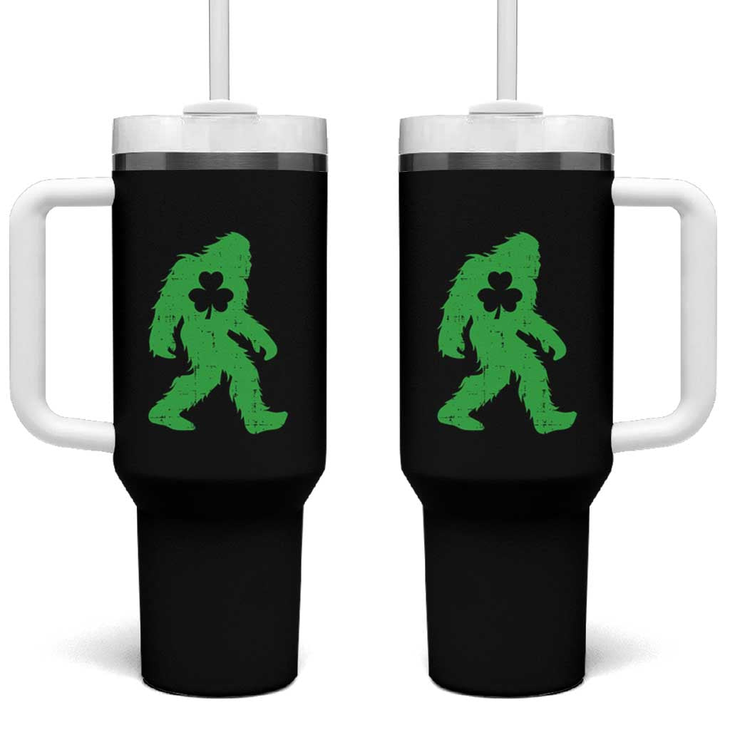 St Patricks Day Bigfoot Tumbler With Handle Sasquatch Lucky Shamrock