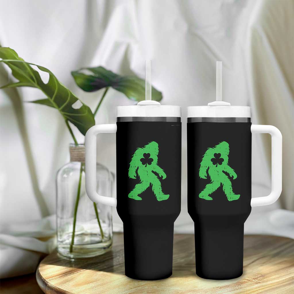 St Patricks Day Bigfoot Tumbler With Handle Sasquatch Lucky Shamrock