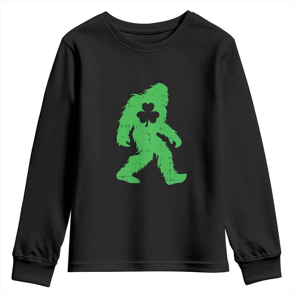 St Patricks Day Bigfoot Youth Sweatshirt Sasquatch Lucky Shamrock