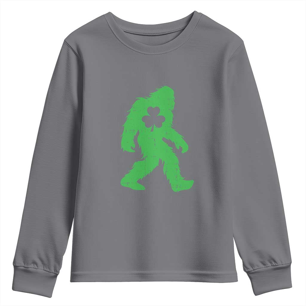 St Patricks Day Bigfoot Youth Sweatshirt Sasquatch Lucky Shamrock