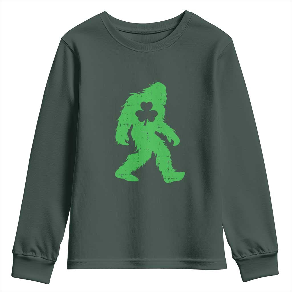 St Patricks Day Bigfoot Youth Sweatshirt Sasquatch Lucky Shamrock