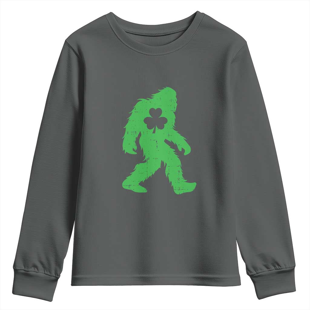 St Patricks Day Bigfoot Youth Sweatshirt Sasquatch Lucky Shamrock