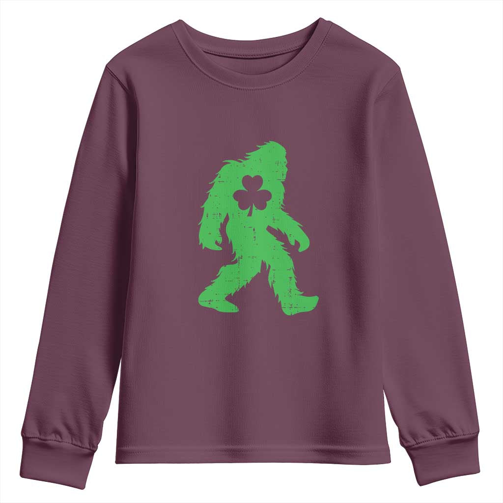 St Patricks Day Bigfoot Youth Sweatshirt Sasquatch Lucky Shamrock