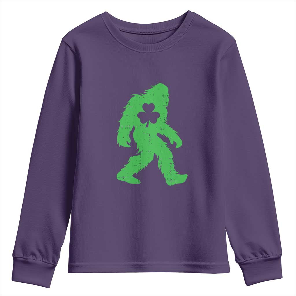 St Patricks Day Bigfoot Youth Sweatshirt Sasquatch Lucky Shamrock