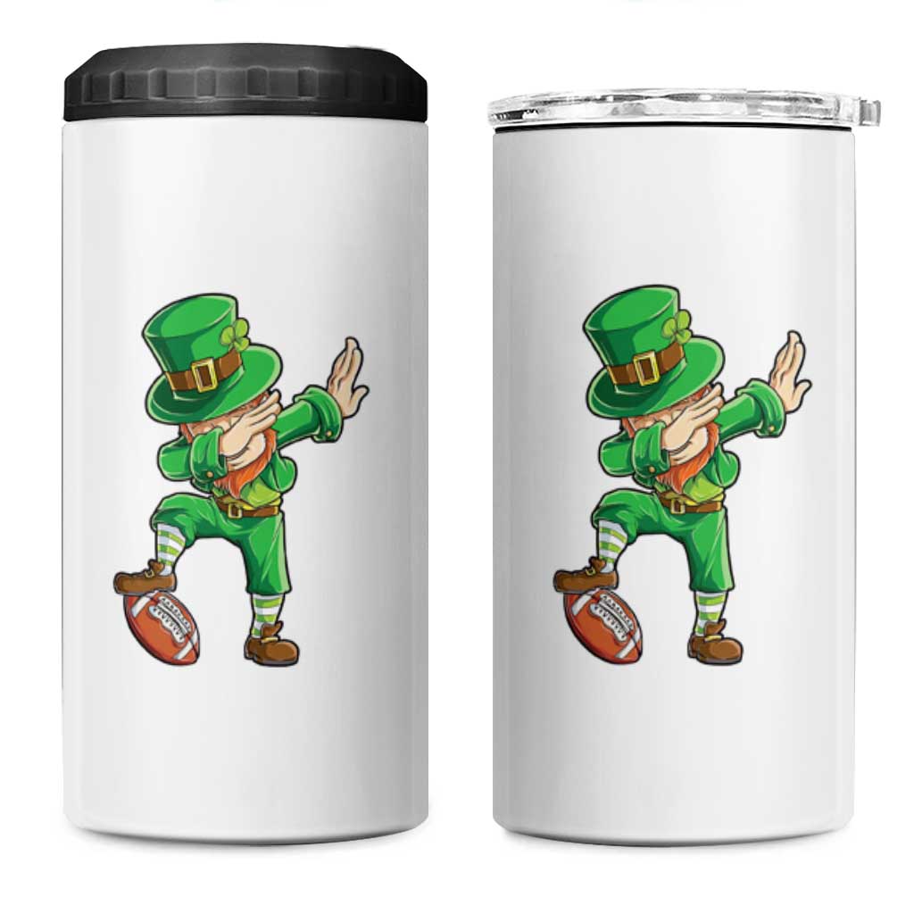 Dabbing Leprechaun Football 4 in 1 Can Cooler Tumbler St Patricks Day Sports Lover