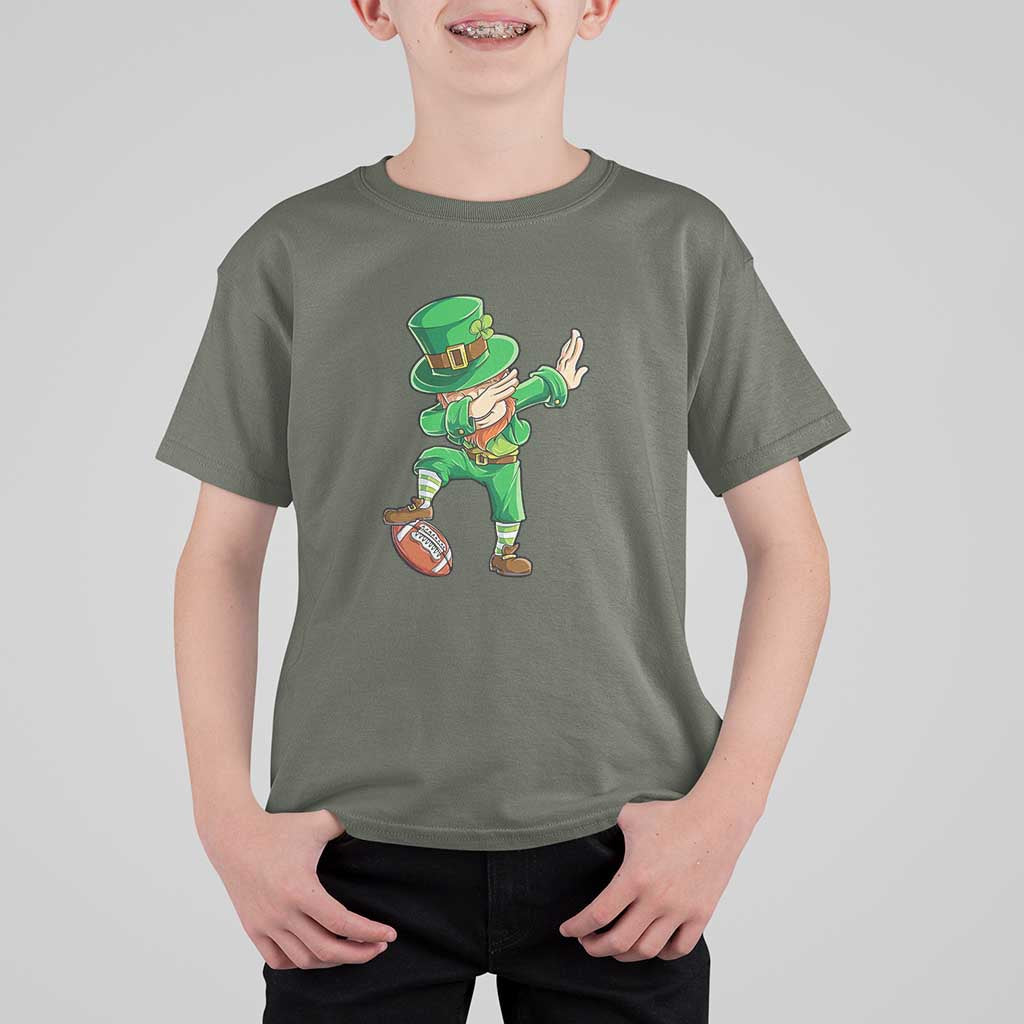 Dabbing Leprechaun Football T Shirt For Kid St Patricks Day Sports Lover
