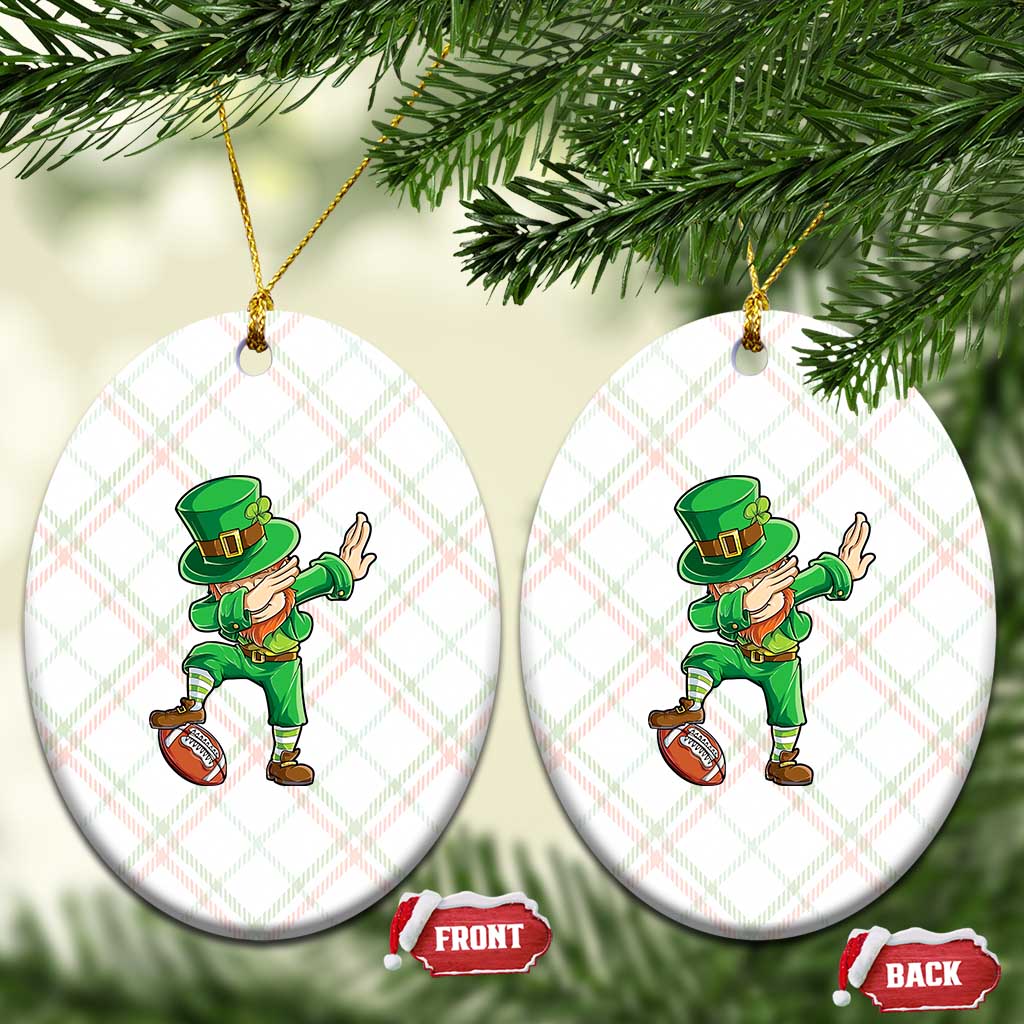 Dabbing Leprechaun Football Ceramic Ornament St Patricks Day Sports Lover - Wonder Print Shop