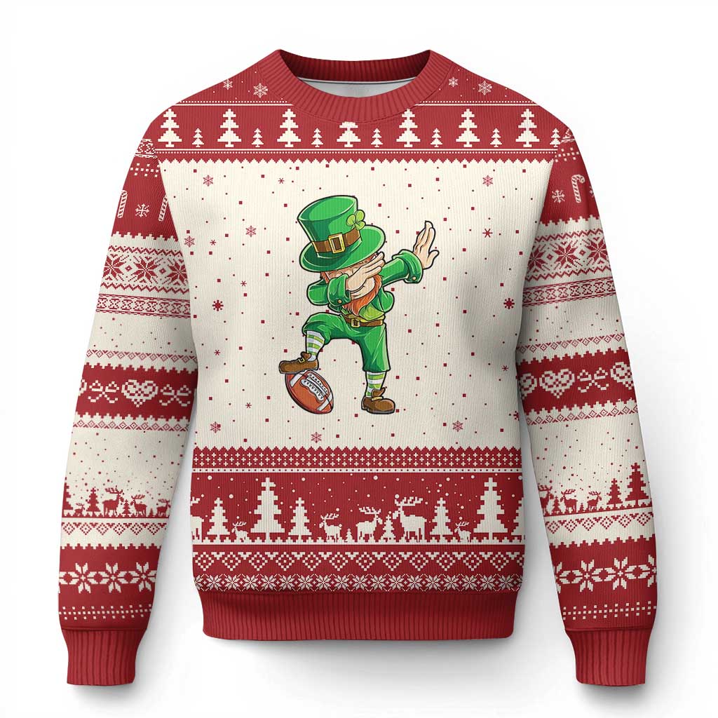 Dabbing Leprechaun Football Ugly Christmas Sweater St Patricks Day Sports Lover - Wonder Print Shop