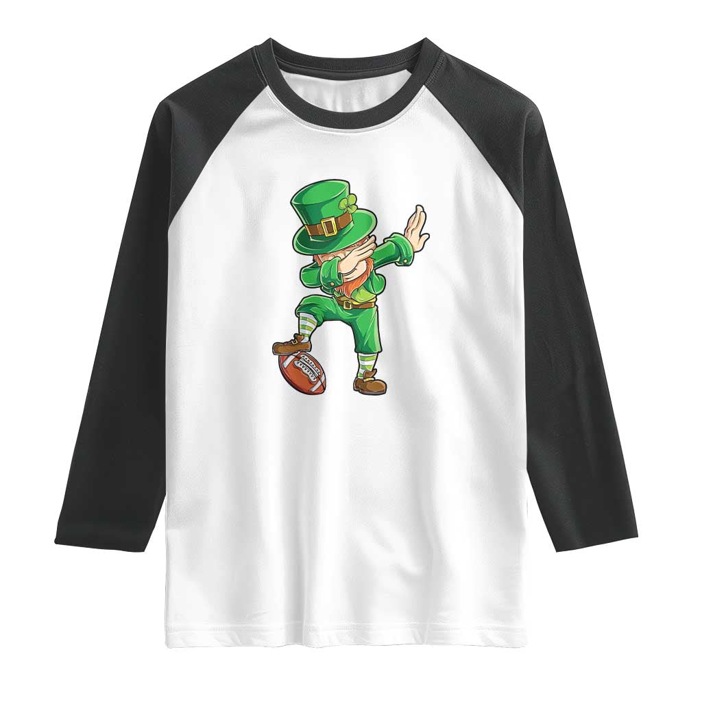 Dabbing Leprechaun Football Raglan Shirt St Patricks Day Sports Lover