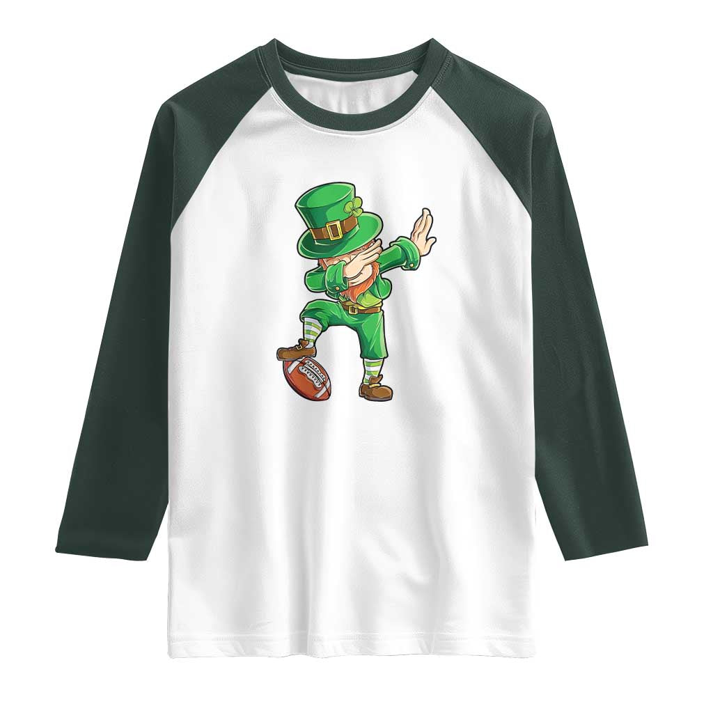 Dabbing Leprechaun Football Raglan Shirt St Patricks Day Sports Lover