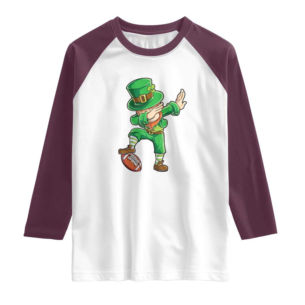 Dabbing Leprechaun Football Raglan Shirt St Patricks Day Sports Lover