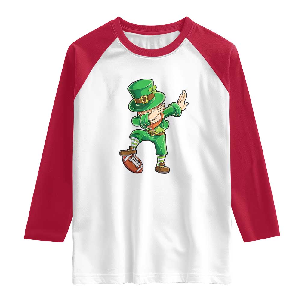 Dabbing Leprechaun Football Raglan Shirt St Patricks Day Sports Lover