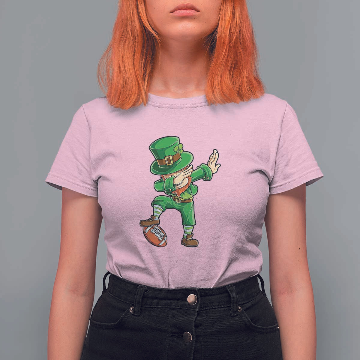 Dabbing Leprechaun Football T Shirt For Women St Patricks Day Sports Lover