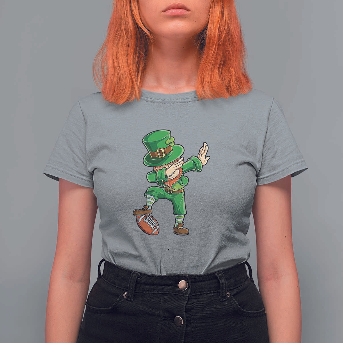 Dabbing Leprechaun Football T Shirt For Women St Patricks Day Sports Lover