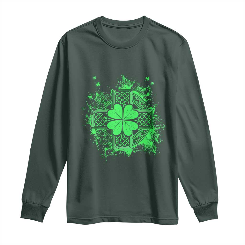 Celtic Knot Irish Shamrock Long Sleeve Shirt St Patricks Day